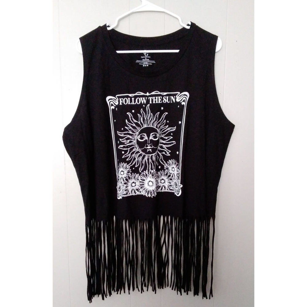 Organic Generation "Follow The Sun" Fringe Tank Top, 2X